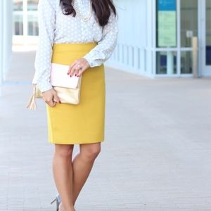 J.Crew the pencil skirt size 00 mustard yellow